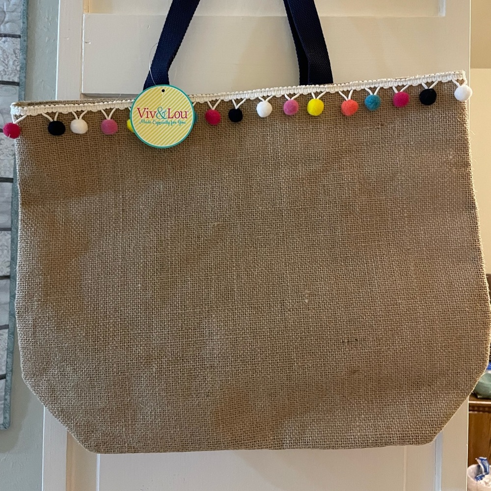 Viv & Lou Pom Pom Tote NWT